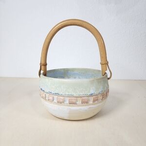 Handcrafted Ceramic Basket with Handle